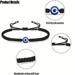 Evil Eye Adjustable Braided Bracelet for Girls Boys Teens