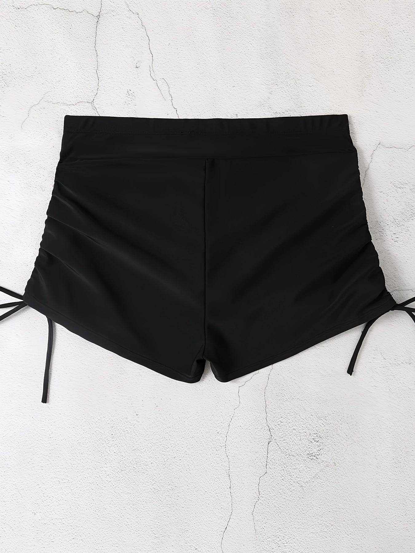 Solid High Waisted Swim Shorts