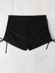 Solid High Waisted Swim Shorts