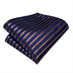 Striped Necktie Set With Cufflink for Party Wedding