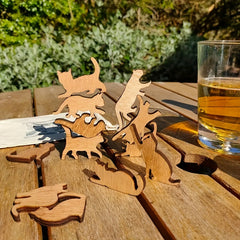 12pcs Wooden Cat Desktop Stacking Game Toys Adult Building Blocks