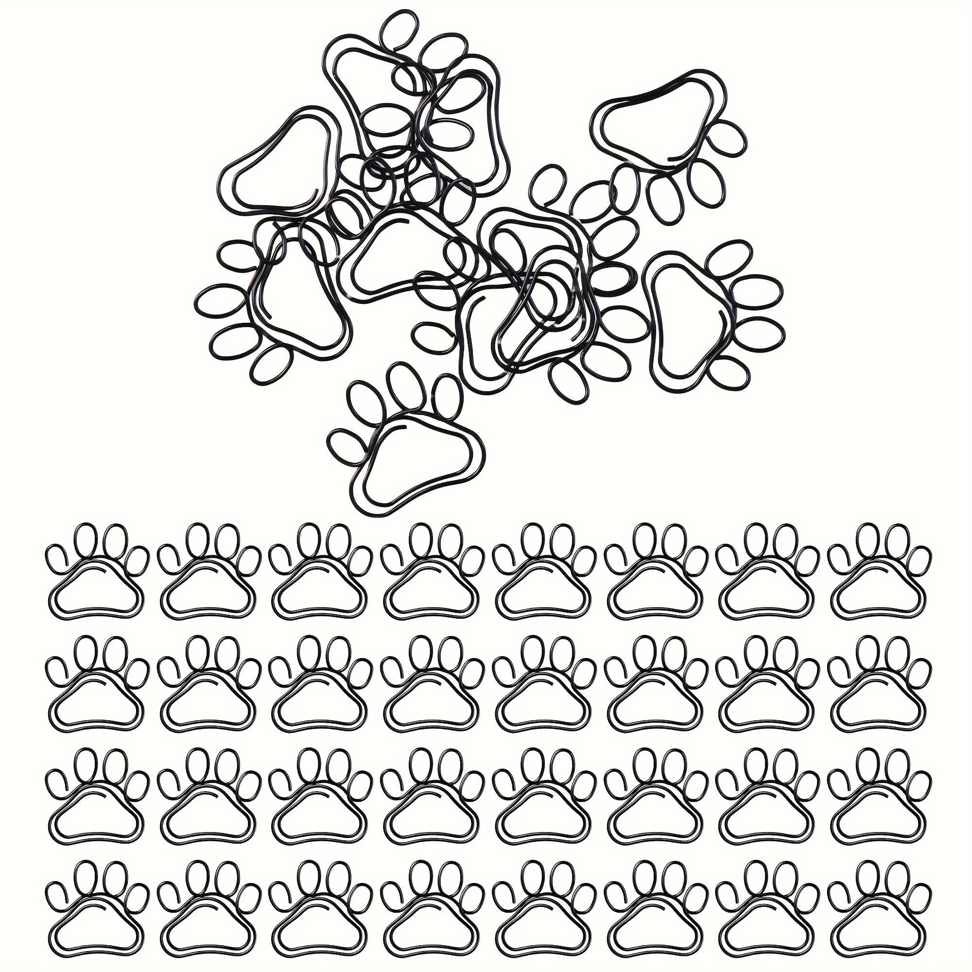 30PCS Small Dog & Cat Paw Shaped Paper Clips Mini Animal Bookmark