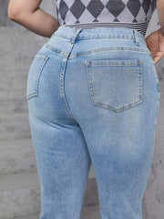 High Rise Flared Jeans Women's Plus Medium Stretch Casual Bell Bottom