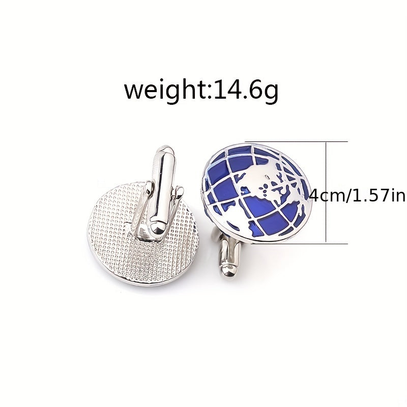Round Earth Cufflinks Map Shape French Shirt Button Cuff Nails