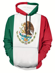 Mexican Eagle Print Men's Hooded Sweatshirt