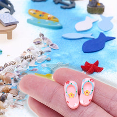 Resin Slipper Model with Tiny Beach Scene & Flip Flop Accessories for Dollhouses