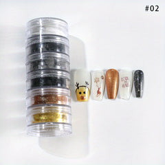 6PCS Christmas Pearl Powder Set Nail Glitter Magic Mirror Cloud Brocade DIY