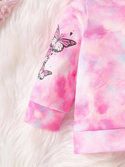 Baby Girl Butterfly Tie Dye Hoodie Coat Zipper Sweatshirt Top