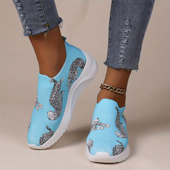 Leopard Print Slip On Low Top Sock Shoes