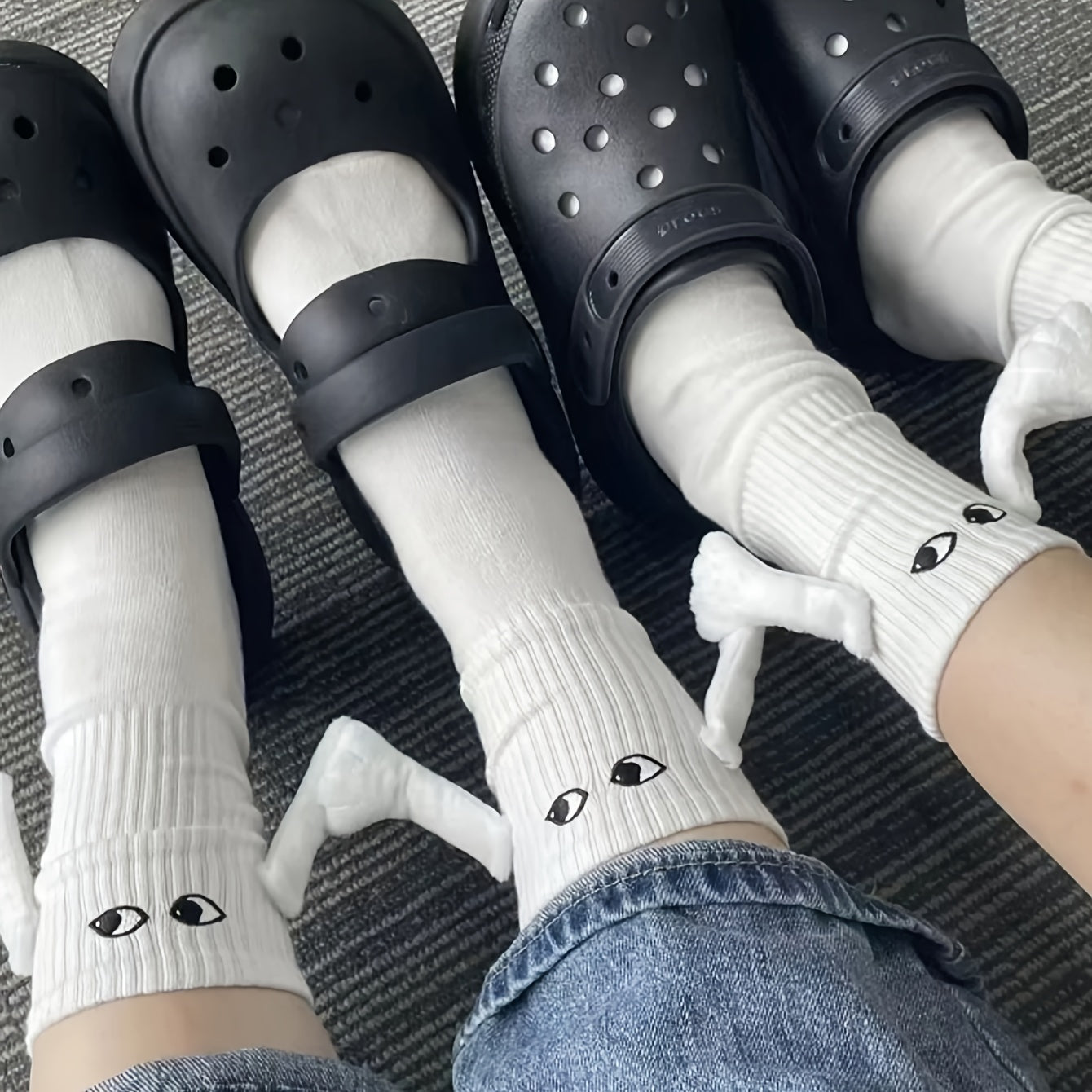 Pair of Magnetic Hands Holding Friendship Couple Socks