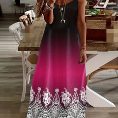Plus Floral & Ombre Print V-Neck Maxi Cami Dress