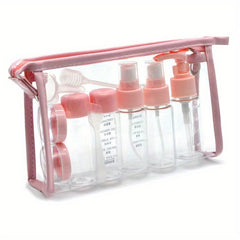 11pcs Travel Bottle Set With Zipper Bag Spray Lotion Cosmetics Plastic