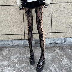 Floral Jacquard Fishnet Tights High Waist Mesh Pantyhose Stockings