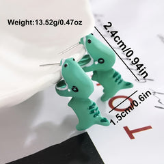 2pcs Small Animal Dinosaur Shark Resin Earrings Casual Jewelry