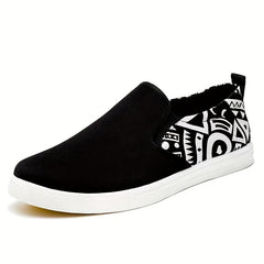 Men's Graphic Canvas Loafer Shoes Lightweight Slip On Sneakers