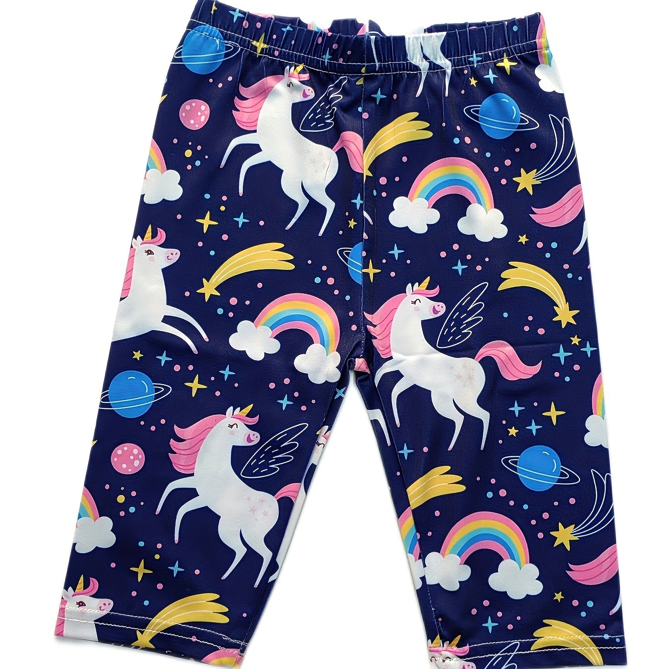 Unicorn & Rainbow Graphic Shorts Leggings For Girls