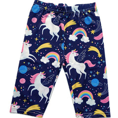 Unicorn & Rainbow Graphic Shorts Leggings For Girls