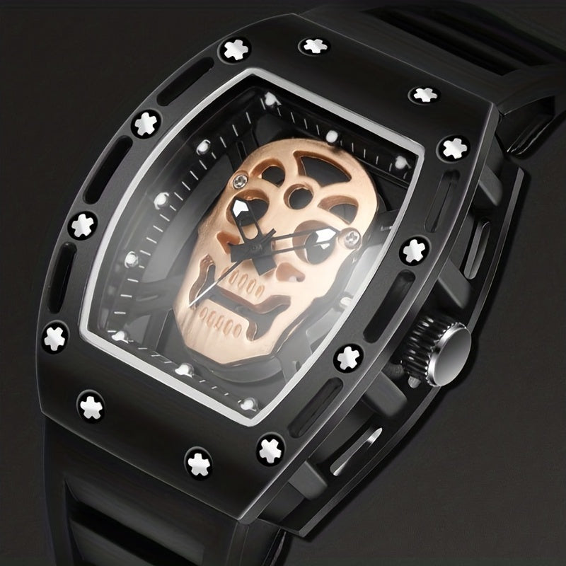 Men's Skull Hollow Quartz Watch Large Dial