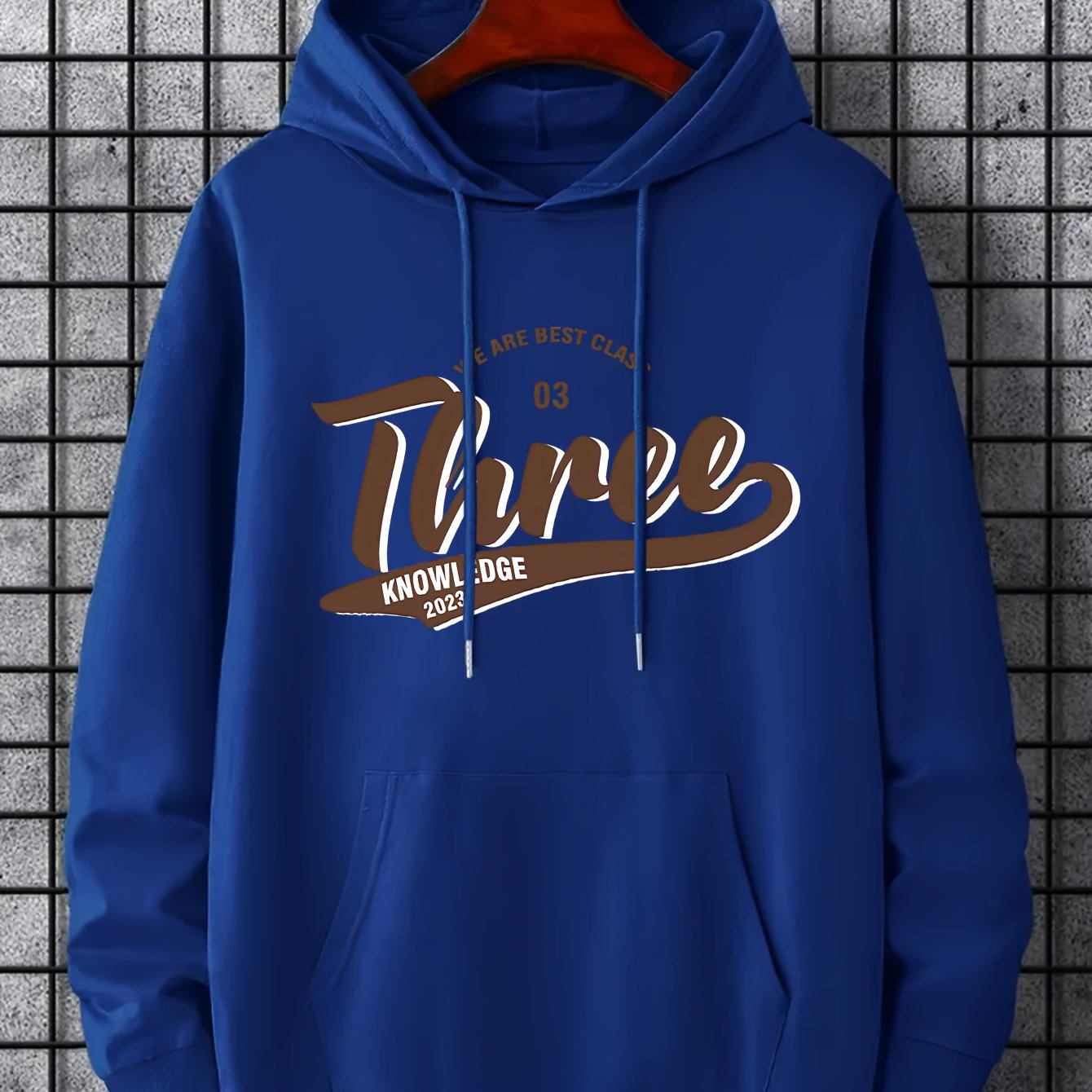Men's Three Print Hoodie Casual Stretch Hooded Sweatshirt