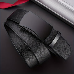 Men's Leather Belt with Automatic Buckle for Business and Western Cowboy Parties
