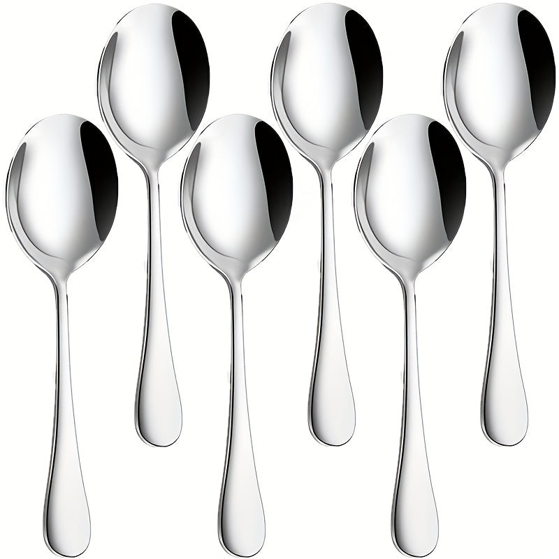 6 Piece Service Spoon Set Small Public Spoons Stainless Steel Modern Tableware