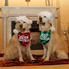 Christmas Plaid Pet Collar Dog Bandana Triangle Towel Scarf Bib