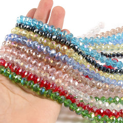 AB Clear Faceted Glass Crystal Rondelle Beads for Jewelry Making