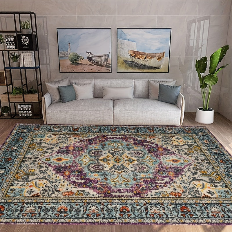 Fluffy Faux Wool Area Rug Vintage Persian Carpet - Soft, Non-slip, Anti-fouling