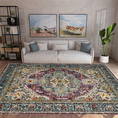 Fluffy Faux Wool Area Rug Vintage Persian Carpet - Soft, Non-slip, Anti-fouling