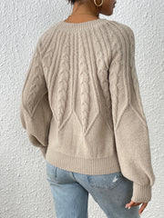Solid Crew Neck Pullover Sweater Lantern Sleeve Criss Ruffle Trim Knit