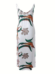 Floral Print Cut Out Back Cami Dress with Pockets