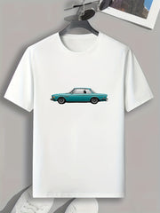 Vintage Car Pattern Print Men's Comfy Sports T shirt Graphic Tee