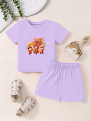 Toddler Kid 2pcs Bottoming Set Short Sleeve T shirt & Matching Shorts
