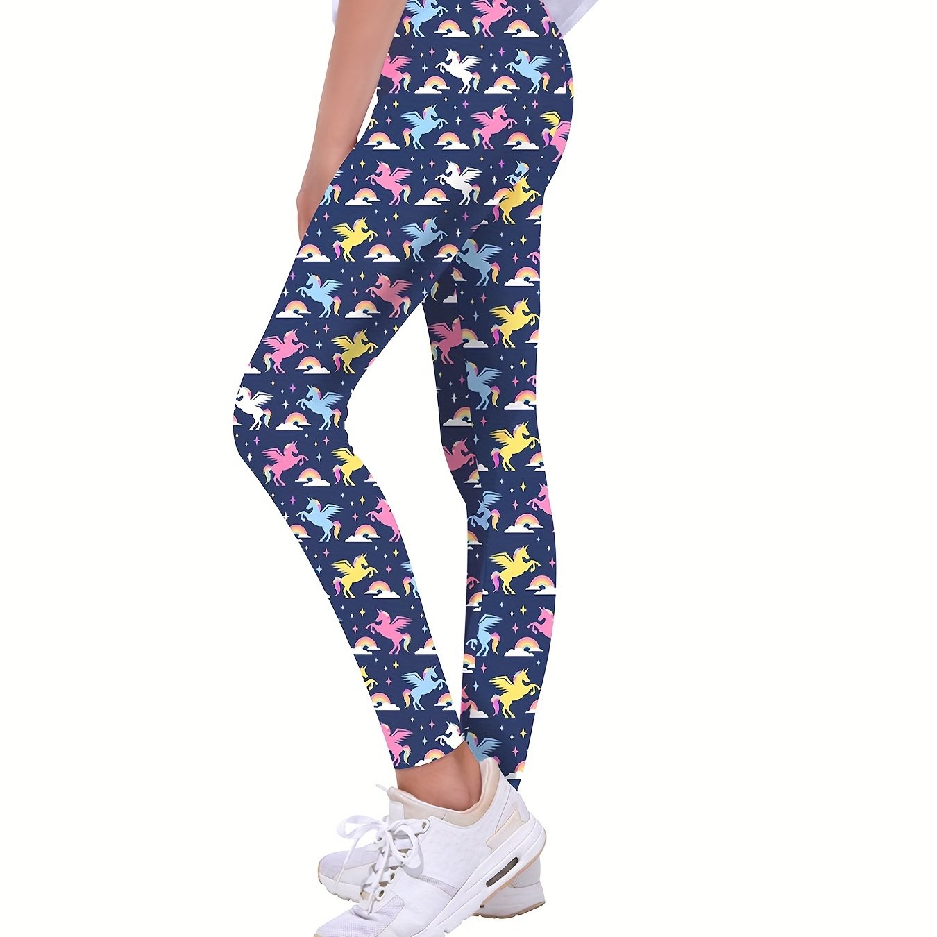 Toddler Girls Rainbow Unicorn Graphic Athletic Leggings