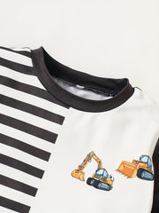 Boy's 2pcs Cartoon Truck Excavator T shirt & Shorts Set Summer Outfits