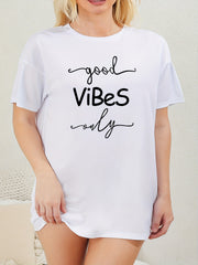 Casual Sleep Dress Women's Plus Letter Print Short Sleeve