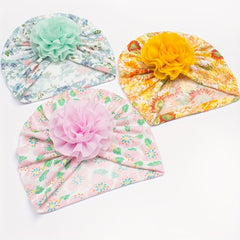 Chiffon Double Floral Baby Headscarf For 0-3 Years
