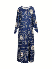 Chain Print Bell Sleeve Maxi Dress