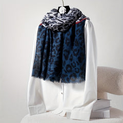 Leopard Printed Scarf Thin Fringed Headscarf Sunscreen Windproof Scarf