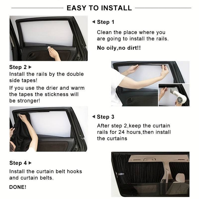 2pcs Car Sun Shade Side Window Curtain UV Protection Visor Blinds Cover