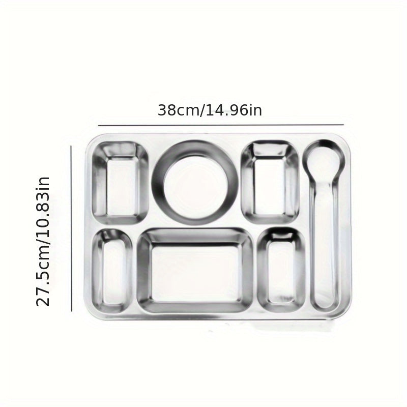 1pc Stainless Steel Dinner Plate for Easy Portion Control