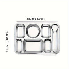 1pc Stainless Steel Dinner Plate for Easy Portion Control