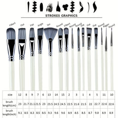 15pcs Paint Brushes Acrylic Watercolor Gouache Christmas Halloween