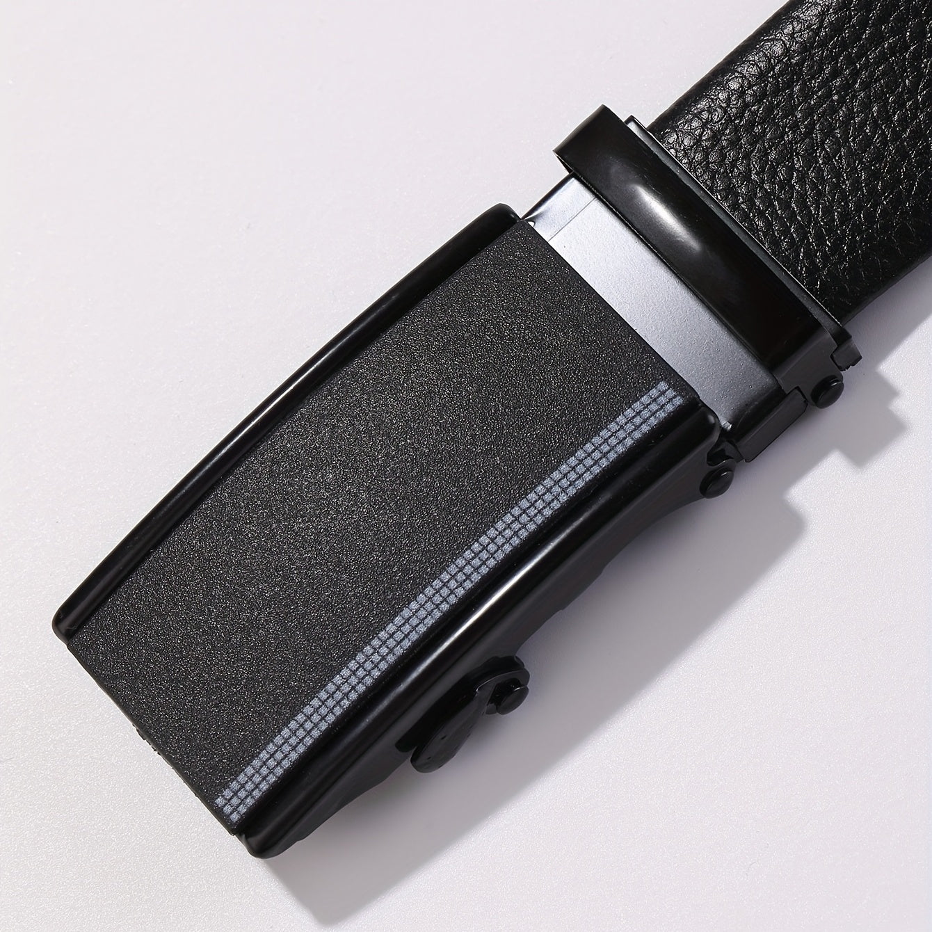 Men's Automatic Buckle Belt PU Leather Litchi Pattern Belt