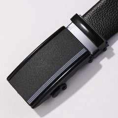 Men's Automatic Buckle Belt PU Leather Litchi Pattern Belt