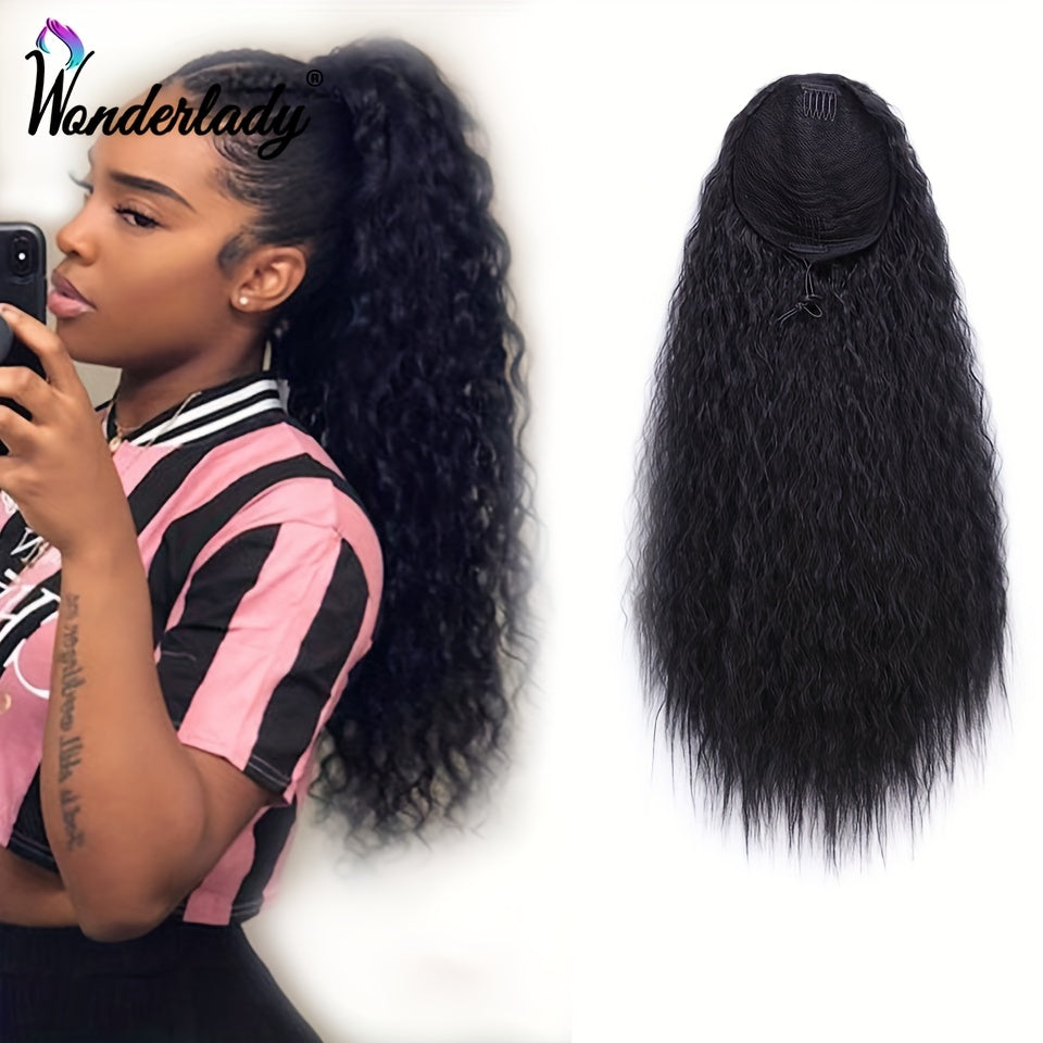 Water Wave Ponytail Hair Extensions 55 88cm Rubber Band Clip In Draws