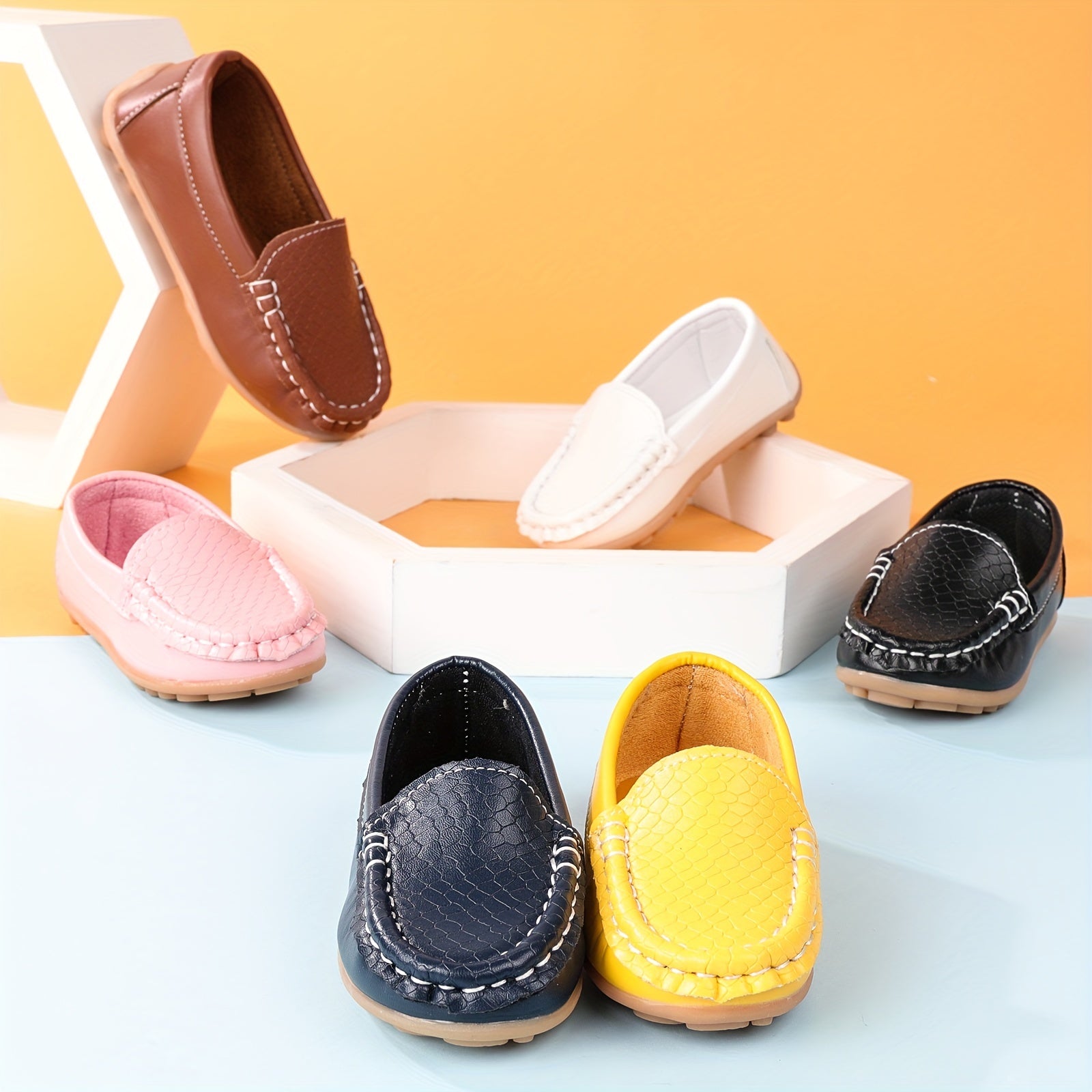 Boys Casual Loafer Shoes Non-slip Stitching Flat Shoes for Toddler
