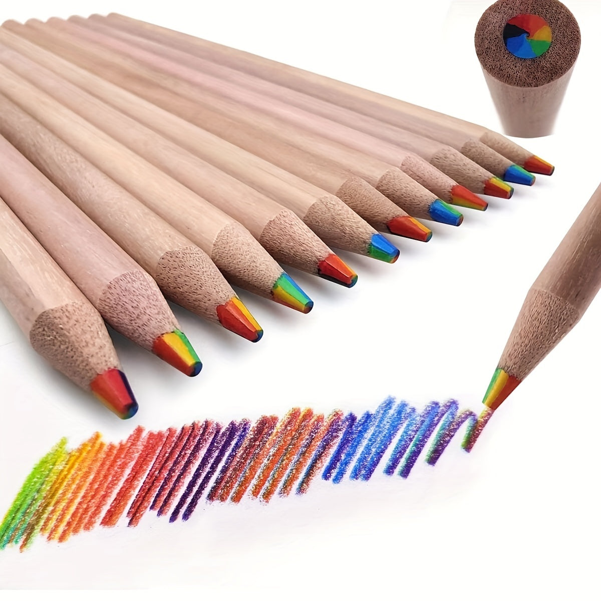 7 Colors Log Rainbow Core Pencil Wooden Pencil