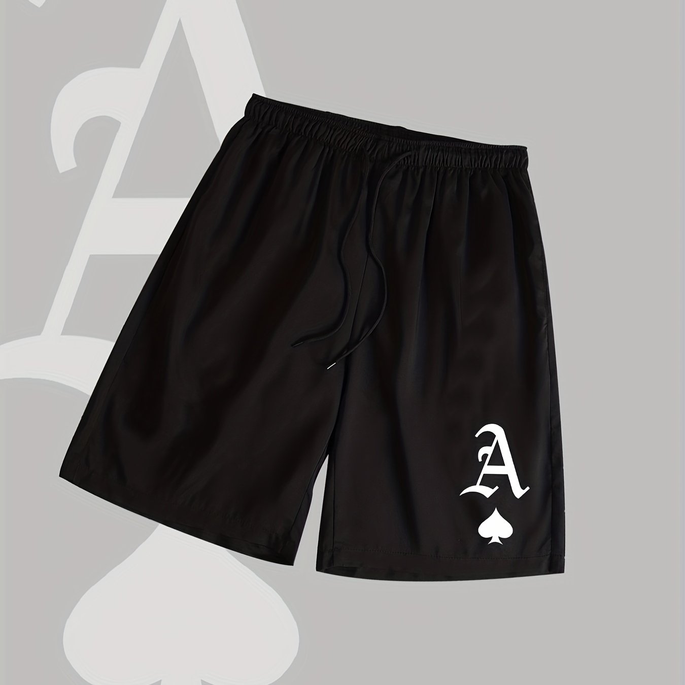 Spades Graphic Print Casual Drawstring Shorts Men's Summer