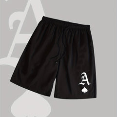 Spades Graphic Print Casual Drawstring Shorts Men's Summer